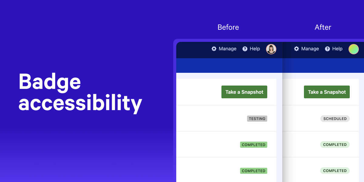 Snapshot page showing a test that didn’t complete successfully with a specific reason.