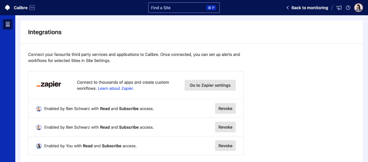 List of connections to third party app for an entire organisation