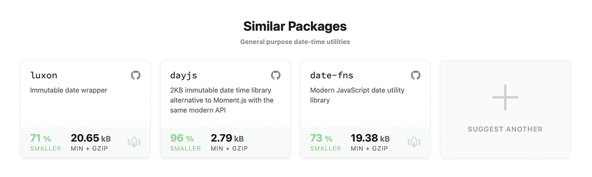 Bundlephobia suggests luxon, dayjs and date-fns as alternatives to moment.js.