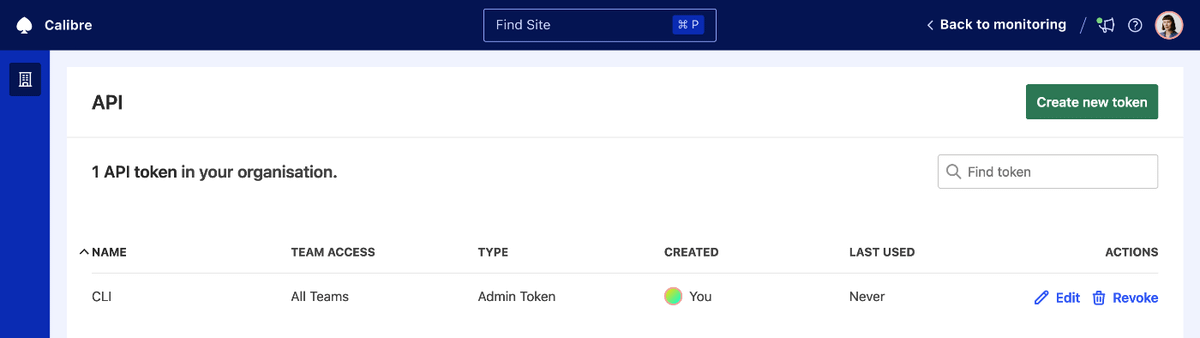 A list of API tokens for a given organisation.