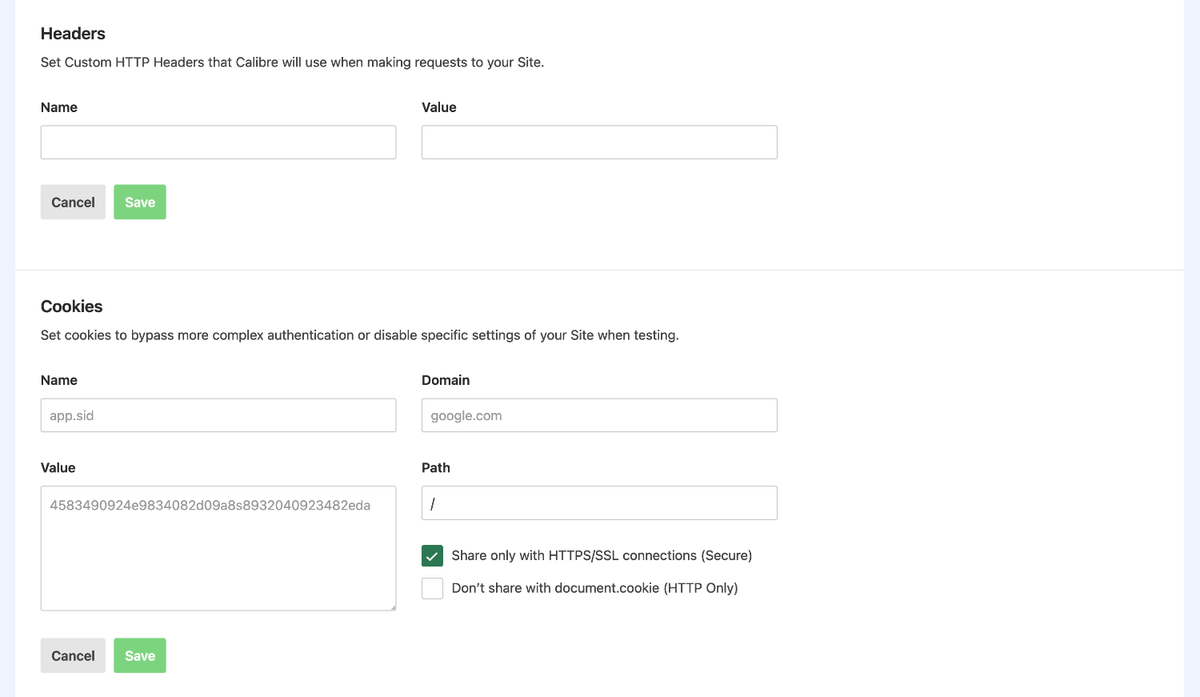 Adding Headers and Cookies in Test Profiles
