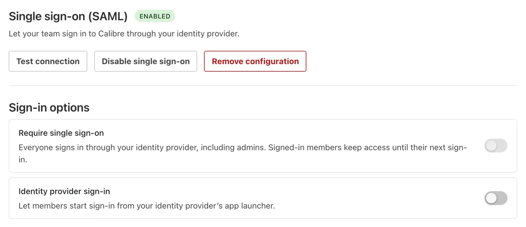 SAML is enabled