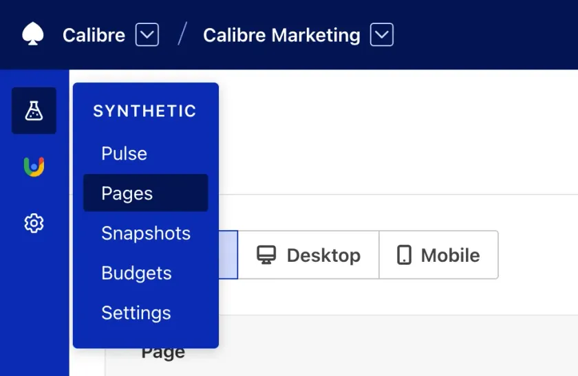 Screenshot: Collapsed navigation affords more horizontal space for viewing reports.