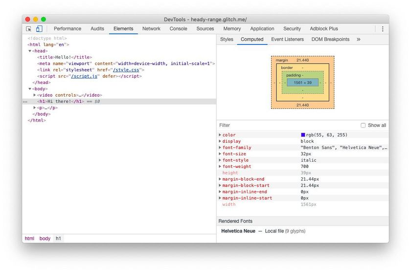 Elements tab in Chrome DevTools